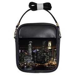 City At Night Lights Skyline Girls Sling Bags by Simbadda