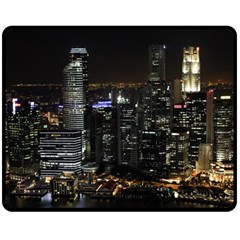 City At Night Lights Skyline Fleece Blanket (medium)  by Simbadda