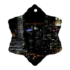 City At Night Lights Skyline Snowflake Ornament (two Sides) by Simbadda