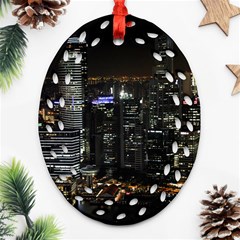 City At Night Lights Skyline Oval Filigree Ornament (two Sides) by Simbadda