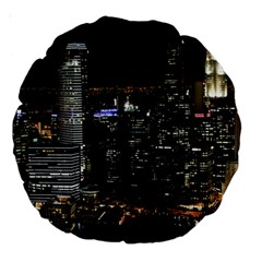 City At Night Lights Skyline Large 18  Premium Round Cushions by Simbadda