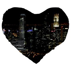 City At Night Lights Skyline Large 19  Premium Heart Shape Cushions by Simbadda