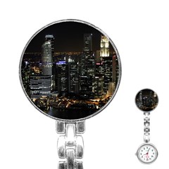 City At Night Lights Skyline Stainless Steel Nurses Watch by Simbadda