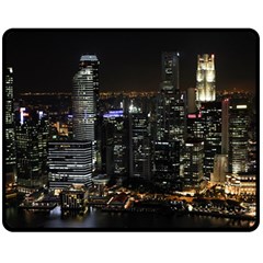 City At Night Lights Skyline Double Sided Fleece Blanket (medium)  by Simbadda