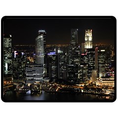 City At Night Lights Skyline Double Sided Fleece Blanket (large)  by Simbadda