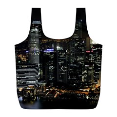 City At Night Lights Skyline Full Print Recycle Bags (l) 