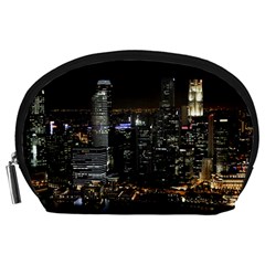 City At Night Lights Skyline Accessory Pouches (large)  by Simbadda