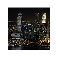 City At Night Lights Skyline Small Satin Scarf (square) by Simbadda