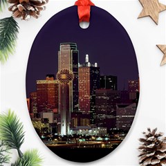 Dallas Texas Skyline Dusk Usa Ornament (oval) by Simbadda