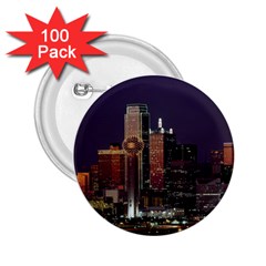 Dallas Texas Skyline Dusk Usa 2 25  Buttons (100 Pack)  by Simbadda