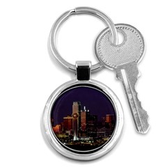 Dallas Texas Skyline Dusk Usa Key Chains (round)  by Simbadda