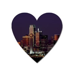 Dallas Texas Skyline Dusk Usa Heart Magnet by Simbadda