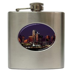 Dallas Texas Skyline Dusk Usa Hip Flask (6 Oz) by Simbadda