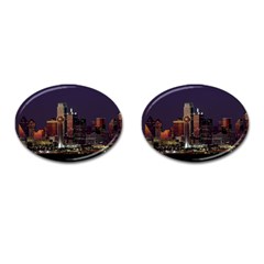 Dallas Texas Skyline Dusk Usa Cufflinks (oval) by Simbadda