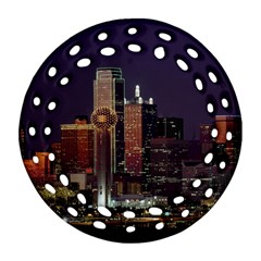 Dallas Texas Skyline Dusk Usa Ornament (round Filigree)