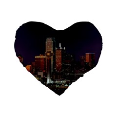 Dallas Texas Skyline Dusk Usa Standard 16  Premium Heart Shape Cushions by Simbadda