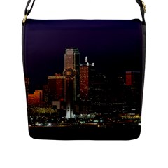 Dallas Texas Skyline Dusk Usa Flap Messenger Bag (l) 