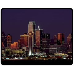 Dallas Texas Skyline Dusk Usa Double Sided Fleece Blanket (medium) 