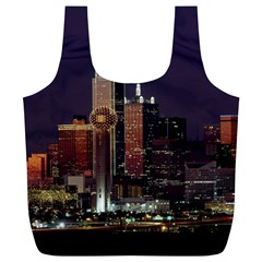 Dallas Texas Skyline Dusk Usa Full Print Recycle Bags (l) 