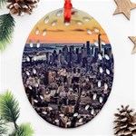 New York Skyline Architecture Nyc Oval Filigree Ornament (Two Sides) Front