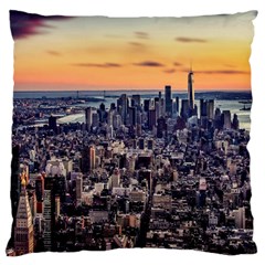 New York Skyline Architecture Nyc Large Flano Cushion Case (one Side)