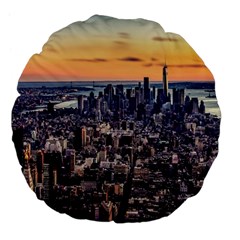 New York Skyline Architecture Nyc Large 18  Premium Flano Round Cushions