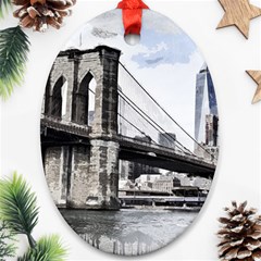 City Skyline Skyline City Cityscape Ornament (oval) by Simbadda