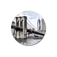 City Skyline Skyline City Cityscape Magnet 3  (round) by Simbadda