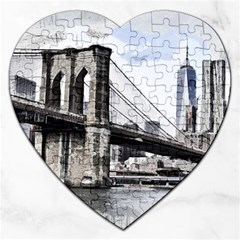 City Skyline Skyline City Cityscape Jigsaw Puzzle (heart) by Simbadda