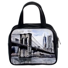 City Skyline Skyline City Cityscape Classic Handbags (2 Sides) by Simbadda