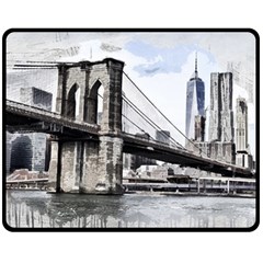 City Skyline Skyline City Cityscape Double Sided Fleece Blanket (medium)  by Simbadda