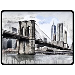 City Skyline Skyline City Cityscape Double Sided Fleece Blanket (large)  by Simbadda