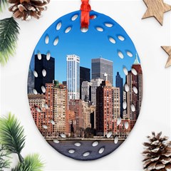 Skyscraper Architecture City Oval Filigree Ornament (two Sides) by Simbadda