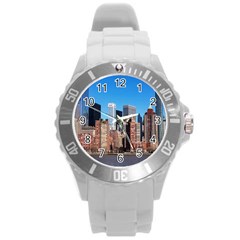 Skyscraper Architecture City Round Plastic Sport Watch (l) by Simbadda