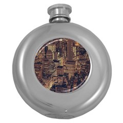 New York City Skyline Nyc Round Hip Flask (5 Oz) by Simbadda