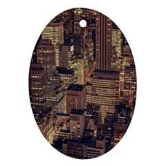 New York City Skyline Nyc Oval Ornament (two Sides) by Simbadda