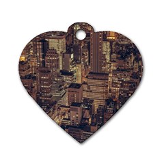 New York City Skyline Nyc Dog Tag Heart (one Side) by Simbadda