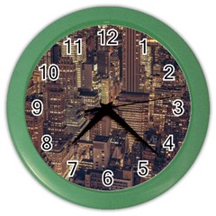 New York City Skyline Nyc Color Wall Clocks by Simbadda