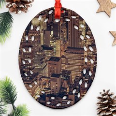 New York City Skyline Nyc Oval Filigree Ornament (two Sides) by Simbadda