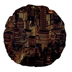 New York City Skyline Nyc Large 18  Premium Flano Round Cushions by Simbadda