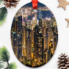 Panorama Urban Landscape Town Center Ornament (oval) by Simbadda