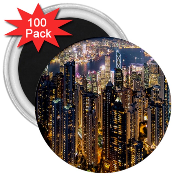 Panorama Urban Landscape Town Center 3  Magnets (100 pack)