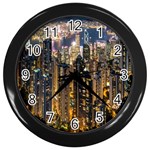 Panorama Urban Landscape Town Center Wall Clocks (Black) Front