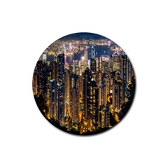 Panorama Urban Landscape Town Center Rubber Coaster (round)  by Simbadda