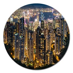 Panorama Urban Landscape Town Center Magnet 5  (round) by Simbadda