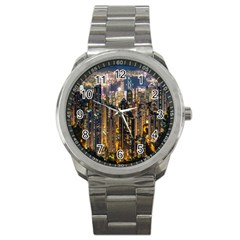 Panorama Urban Landscape Town Center Sport Metal Watch by Simbadda