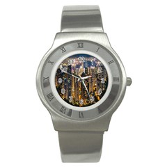 Panorama Urban Landscape Town Center Stainless Steel Watch by Simbadda