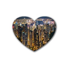 Panorama Urban Landscape Town Center Heart Coaster (4 Pack)  by Simbadda