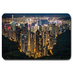 Panorama Urban Landscape Town Center Large Doormat  by Simbadda