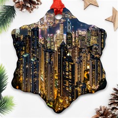 Panorama Urban Landscape Town Center Ornament (snowflake) by Simbadda